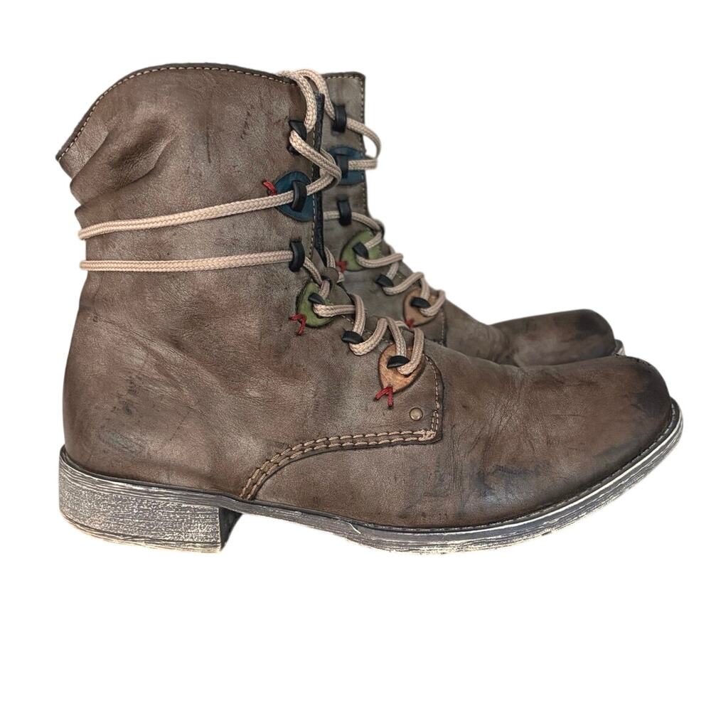 Rieker Women's Payton 27 Ankle Boots taupe sz 39 rustic cottagecore boho grunge